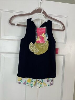 Isaac Mizrahi Black Tank with Yellow Sequin Lemon